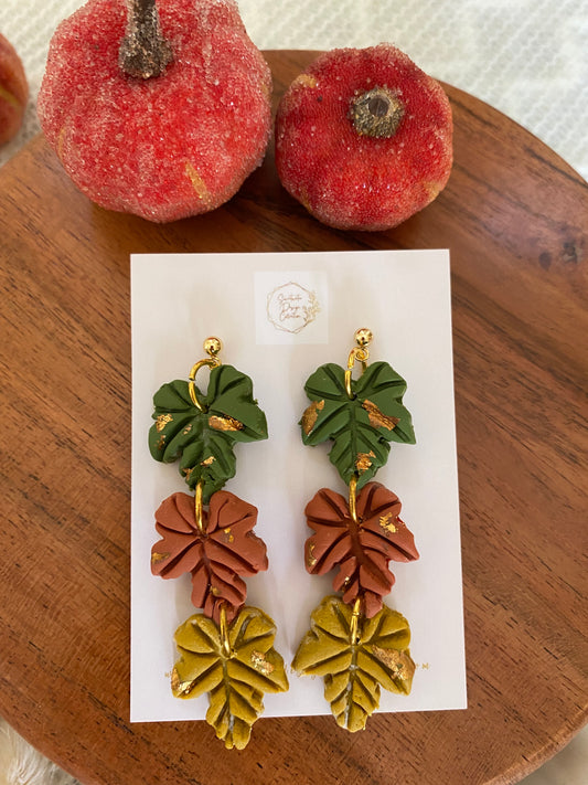 Multicolored Maple Leaf Drop Earrings